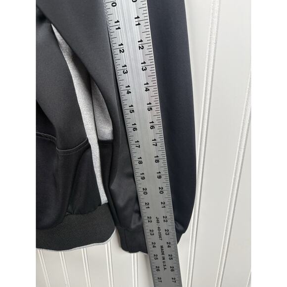 Sports Full Zip Polyester Jacket Mens Size‎ L Zip Pockets Black Grey #111 - Picture 11 of 12